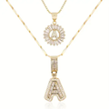 Pave letter initial necklace set | Gold-Westeryn