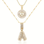Pave letter initial necklace set | Gold-Westeryn
