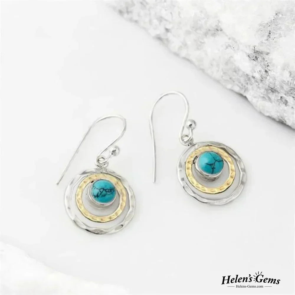 Boho Saturn Earrings: Turquoise & Gold-Westeryn