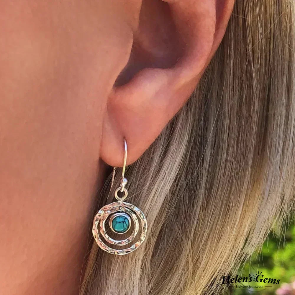 Boho Saturn Earrings: Turquoise & Gold-Westeryn
