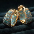 Golden-Tone Turquoise Beaded Hoop Earrings | Gold-Westeryn