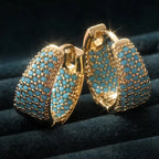 Golden-Tone Turquoise Beaded Hoop Earrings | Gold-Westeryn