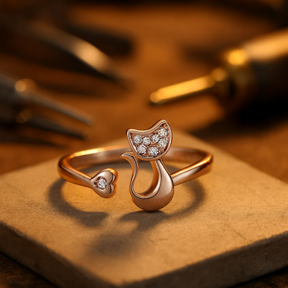 Whimsical Cat Open Ring
