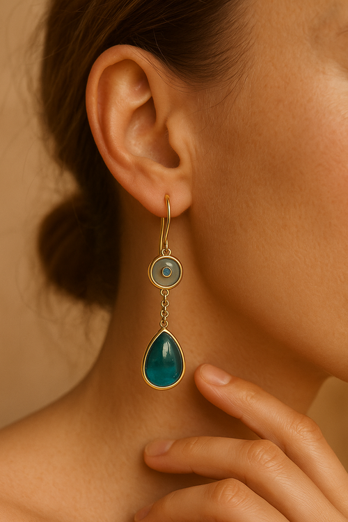 Calista | Drop Earrings with Blue Stones-Westeryn