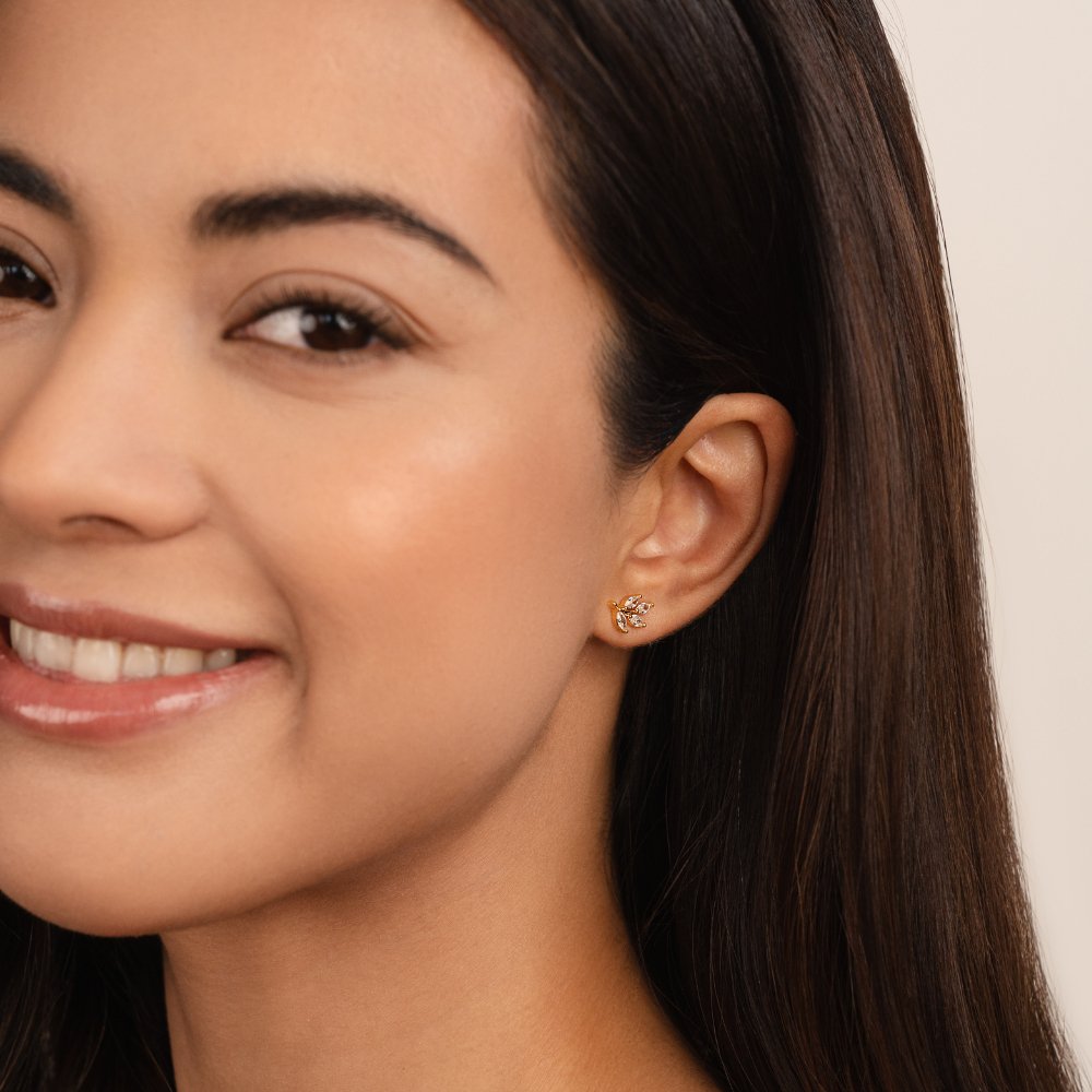 Crystal Chic Leaf Earrings-Westeryn