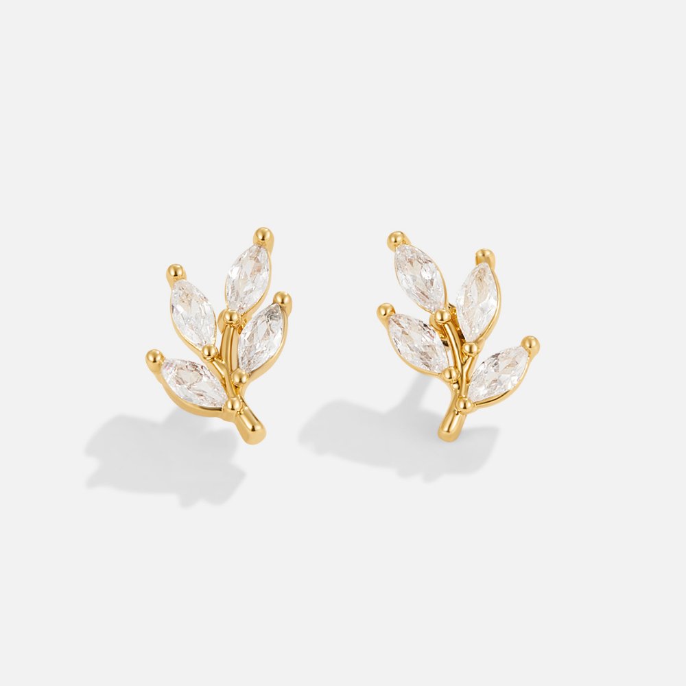 Crystal Chic Leaf Earrings-Westeryn