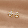 Crystal Chic Leaf Earrings-Westeryn