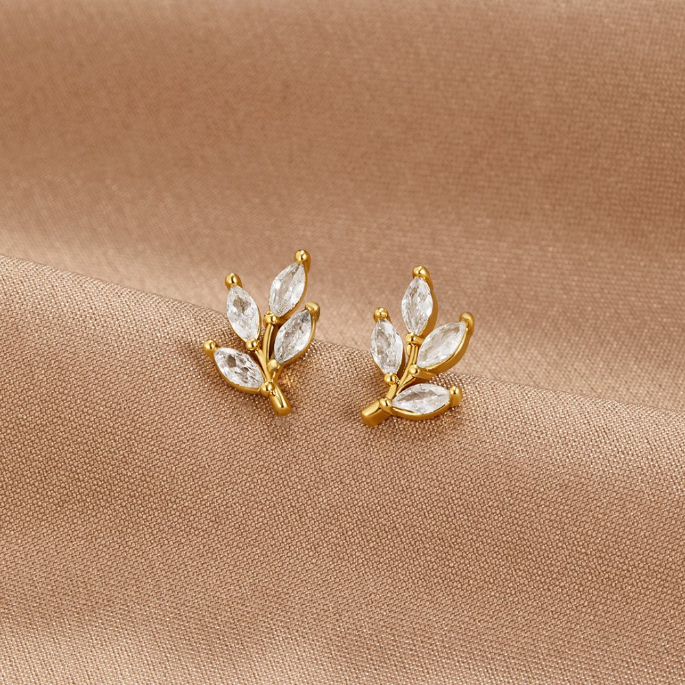 Crystal Chic Leaf Earrings-Westeryn