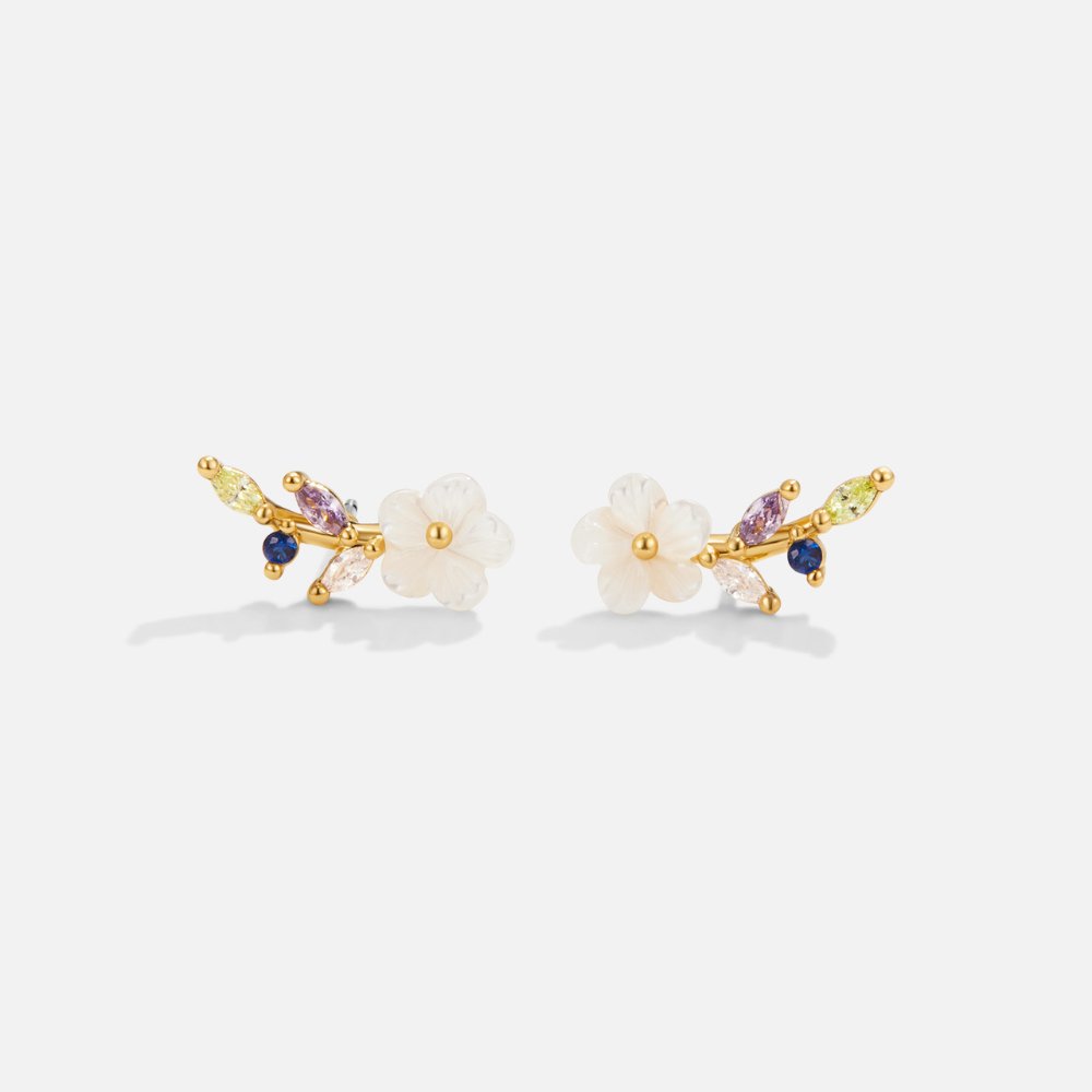 Crystal White Flower Earrings
