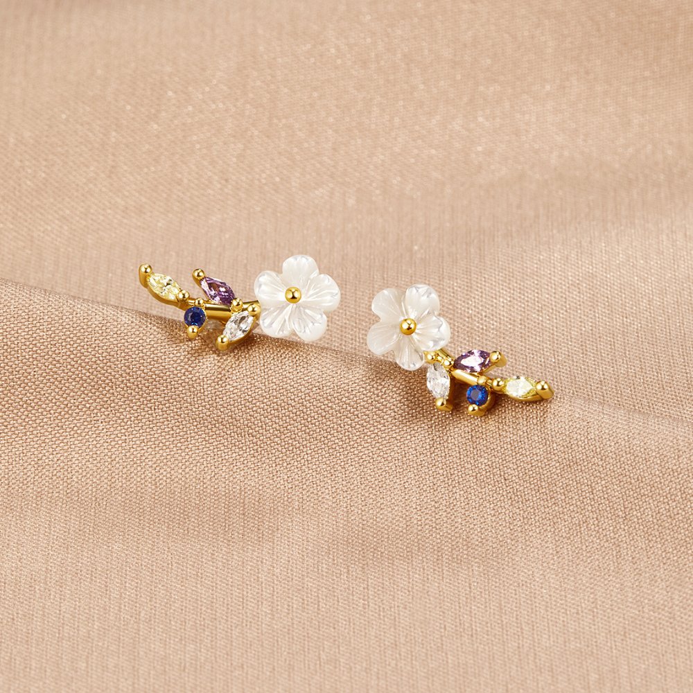 Crystal White Flower Earrings-Westeryn