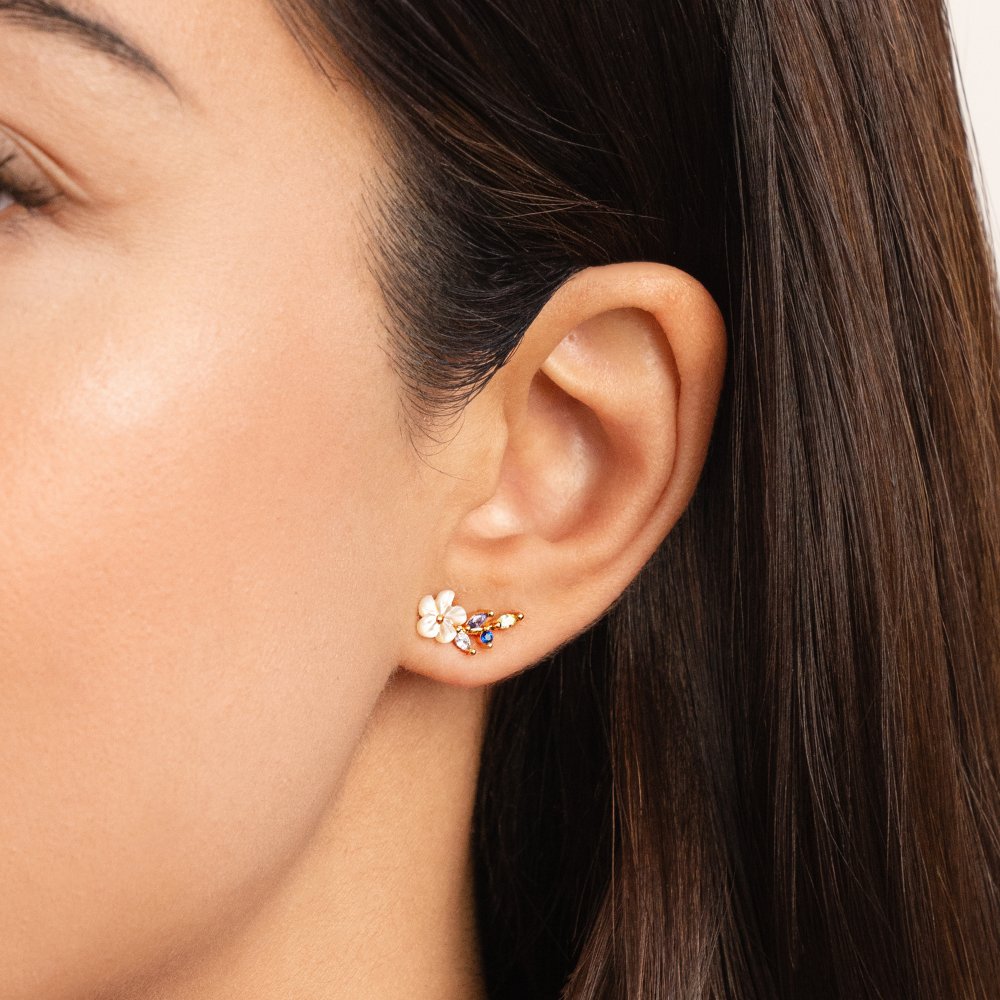 Crystal White Flower Earrings-Westeryn
