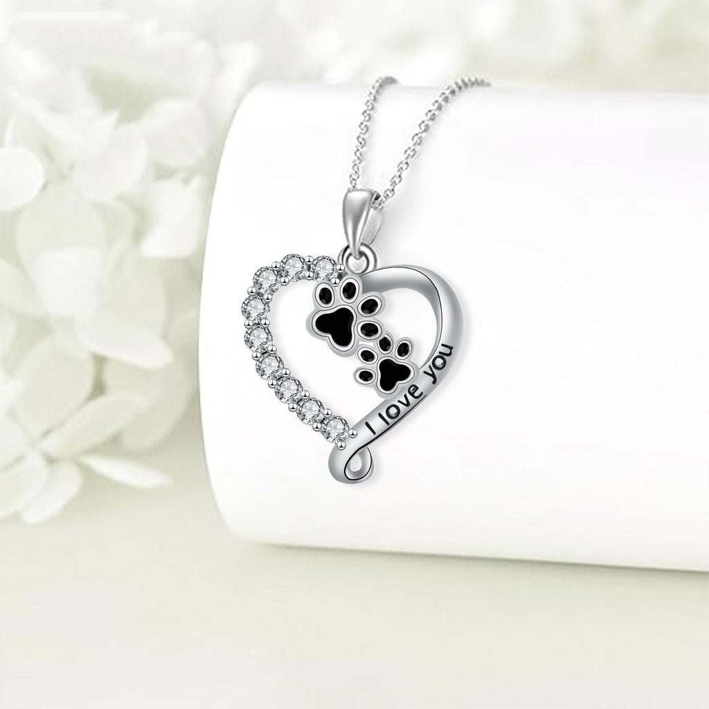 Whimsical Paw Heart Pendant Necklace-Westeryn