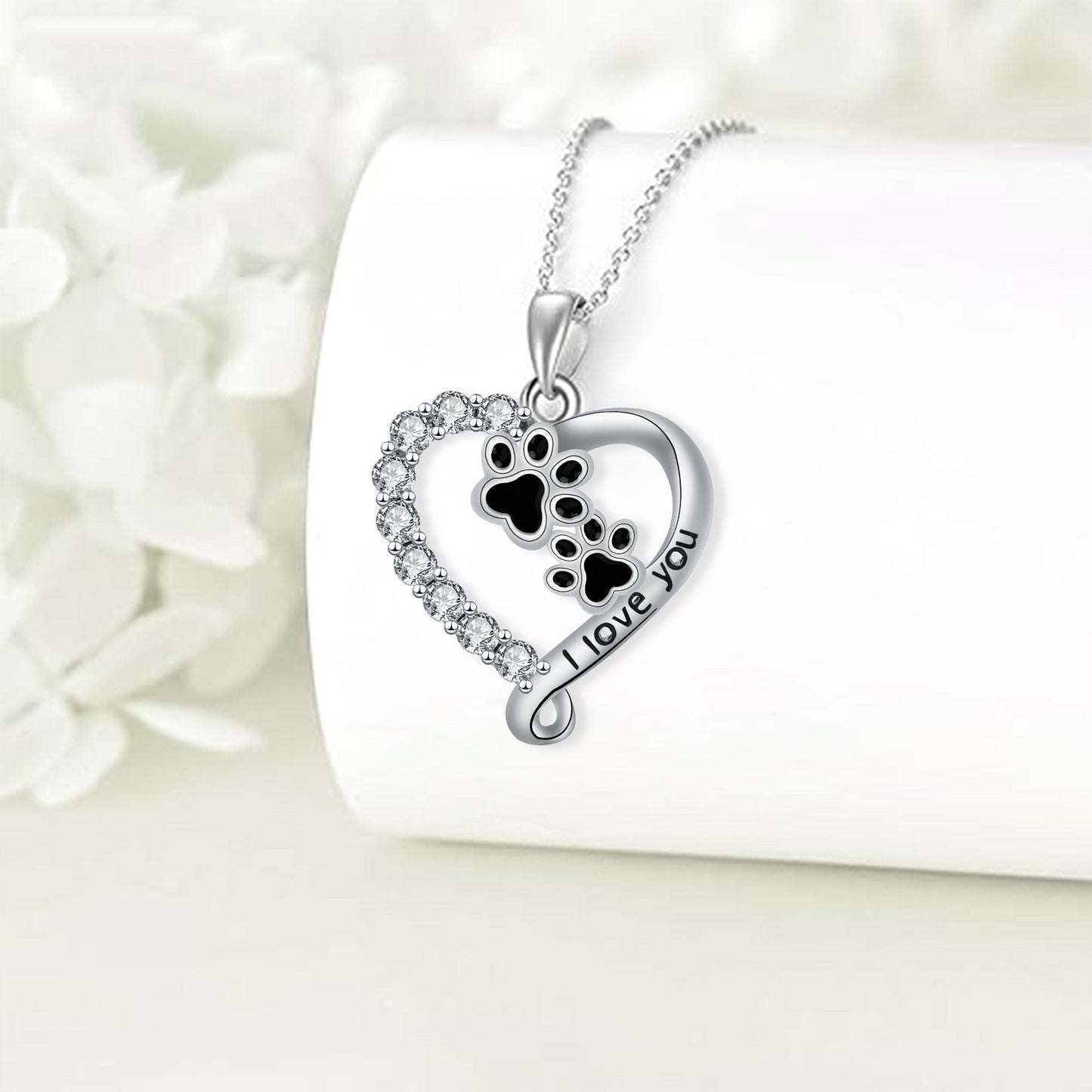Whimsical Paw Heart Pendant Necklace