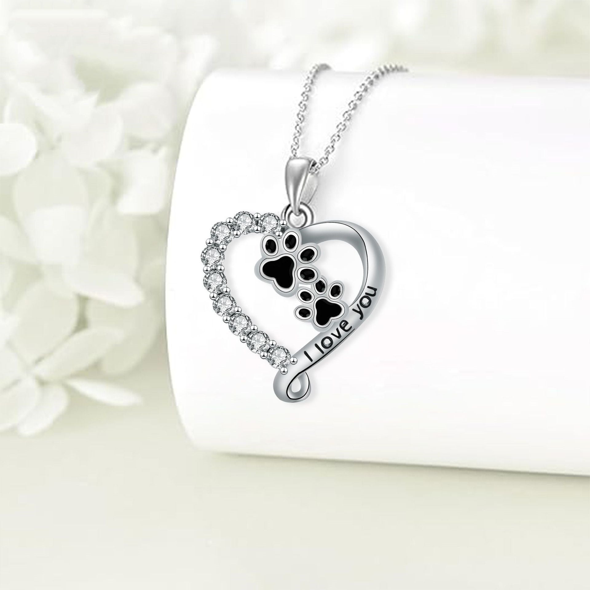 Whimsical Paw Heart Pendant Necklace-Westeryn
