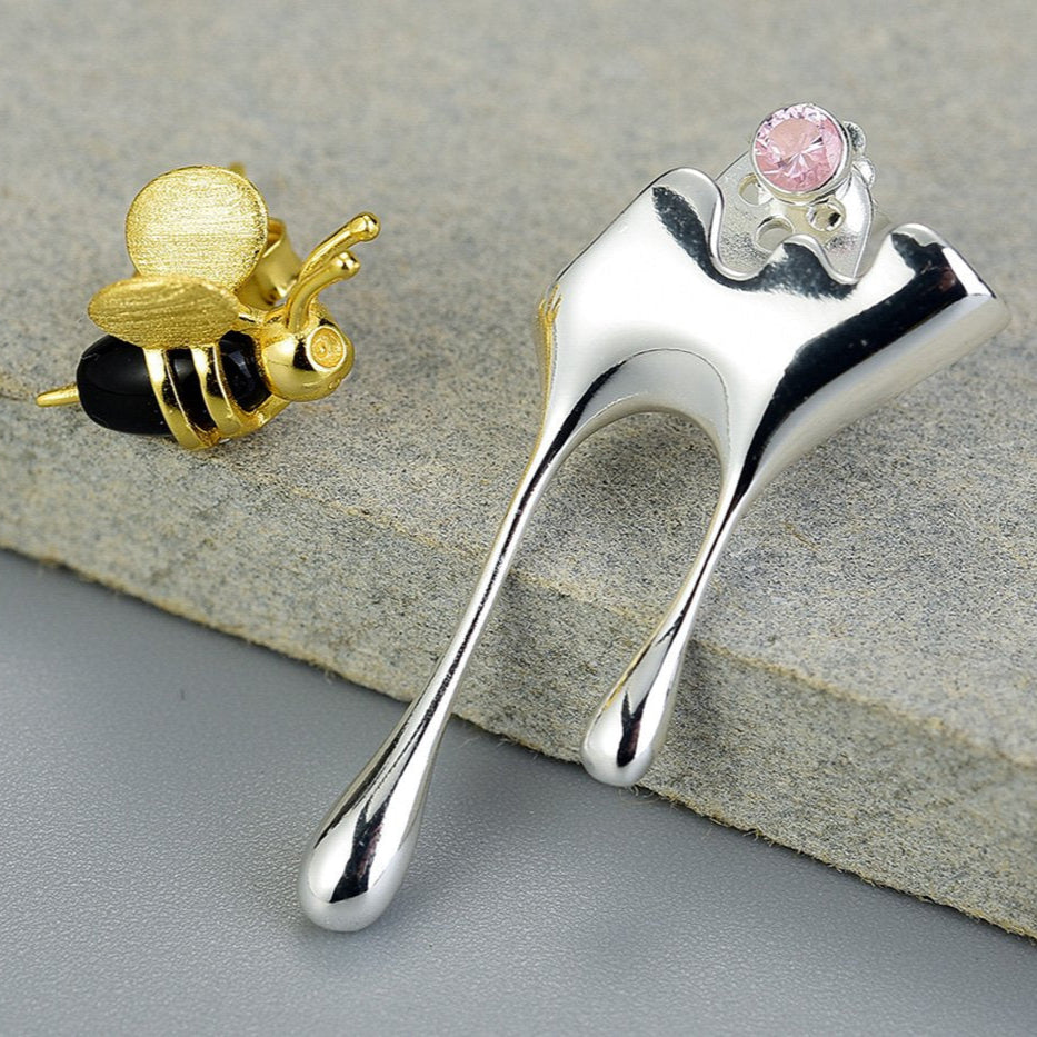 ELIA – Elegant Dripping Honey & Bee Earrings Made of High-Quality Sterling Silver-Westeryn