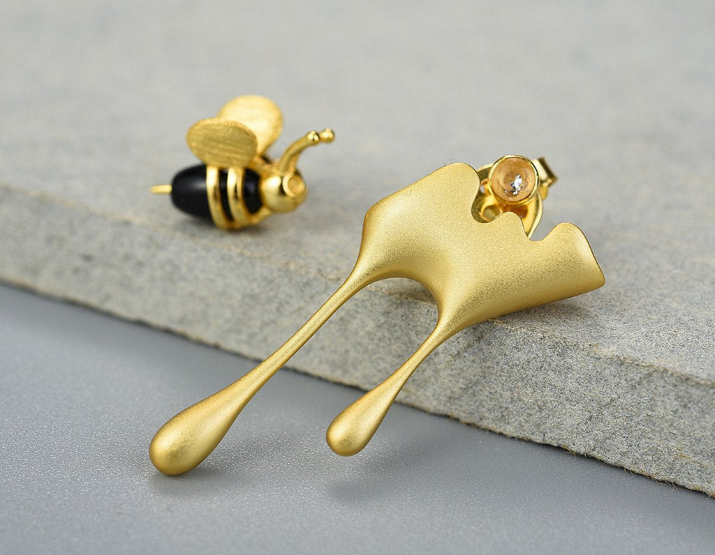 ELIA – Elegant Dripping Honey & Bee Earrings Made of High-Quality Sterling Silver-Westeryn