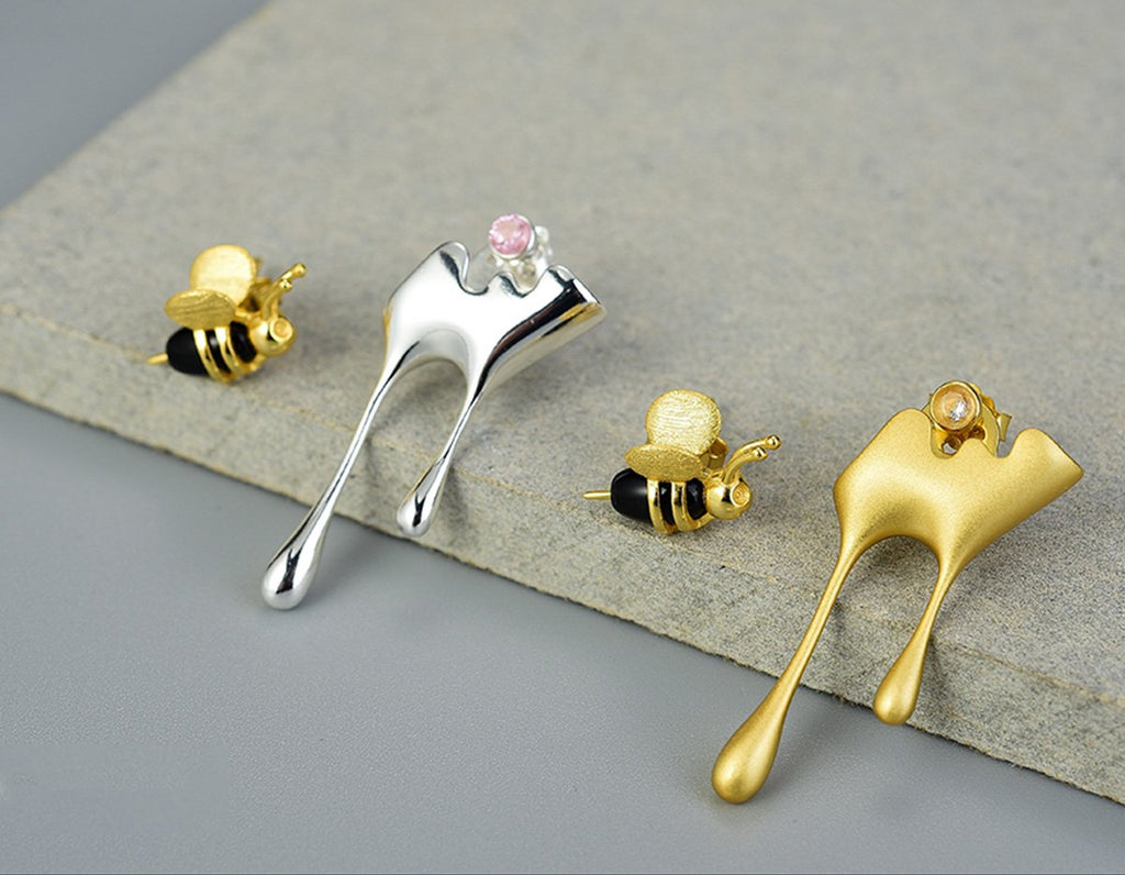 ELIA – Elegant Dripping Honey & Bee Earrings Made of High-Quality Sterling Silver-Westeryn