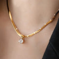 Elegant Rhinestone Pendant Necklace | Gold-Westeryn