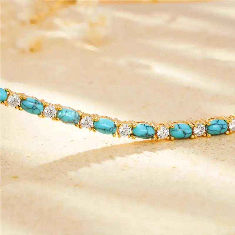 Natural Turquoise Stone Bracelet | Gold-Westeryn
