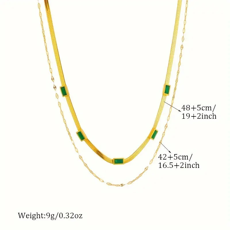 Sorella Gem Double-Layer Retro Gold Necklace-Westeryn