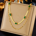 Sorella Gem Double-Layer Retro Gold Necklace-Westeryn