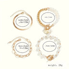 Chic Gold 4-Piece Bracelet Set – Snake, Pearls & Links | Gold-Westeryn