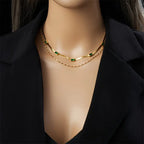 Sorella Gem Double-Layer Retro Gold Necklace-Westeryn