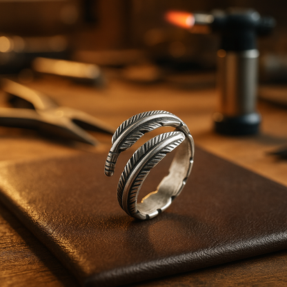 Celestial Feather Adjustable Ring
