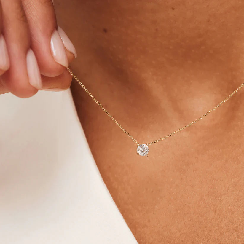 Cléa Moissanite Stone Necklace | Gold-Westeryn