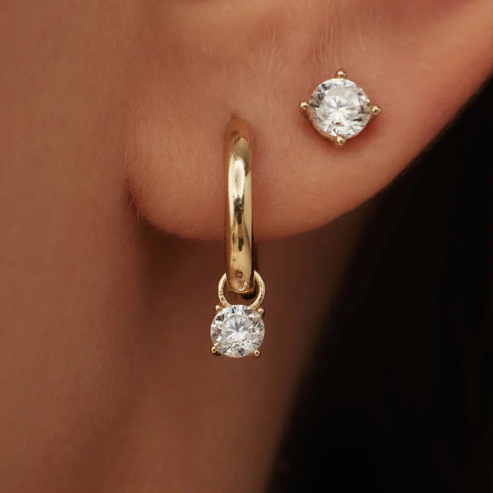 Larmes de Lune Stone Hoop Earrings | Gold-Westeryn