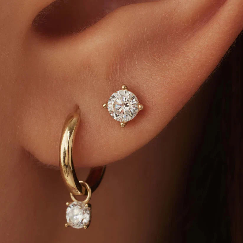 Larmes de Lune Stone Stud Earrings | Gold-Westeryn