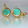 Turquoise Stone Gold Earrings-Westeryn