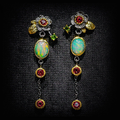 Boho Earrings with Opal and Red Zirconia-Westeryn