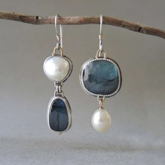 Vintage Blue Natural Stone Earrings-Westeryn