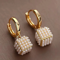 Elegant cubic pearl earrings-Westeryn