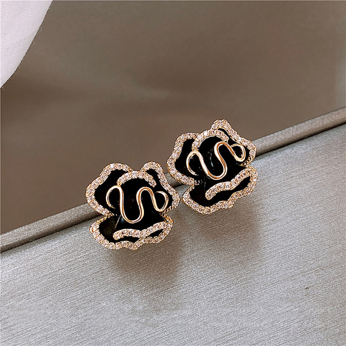 Black Lotus Gold Earrings-Westeryn