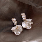 Exquisite Gold Petal Earrings in White | Gold-Westeryn
