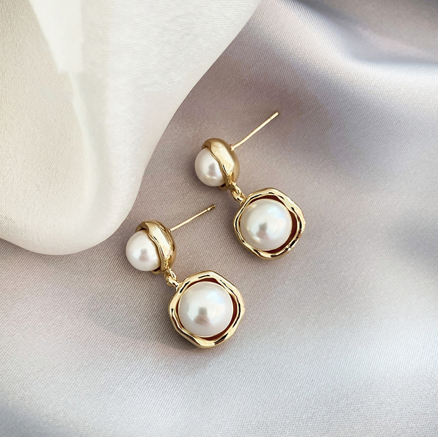 Gold-Plated Pearl Earrings-Westeryn