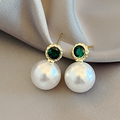 Pearl Earrings with Green Crystal-Westeryn