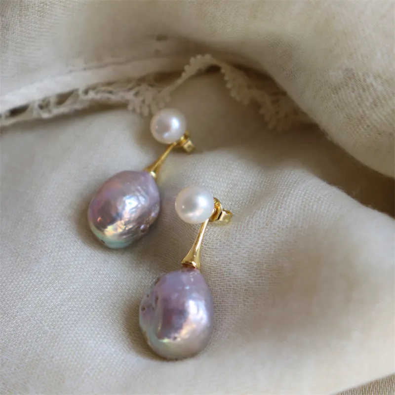 Elegant Lilac Pearl Earrings-Westeryn