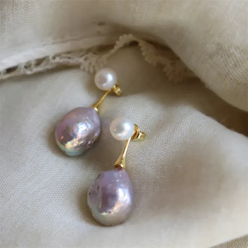 Exquisite Lilac Pearl Earrings | Gold-Westeryn
