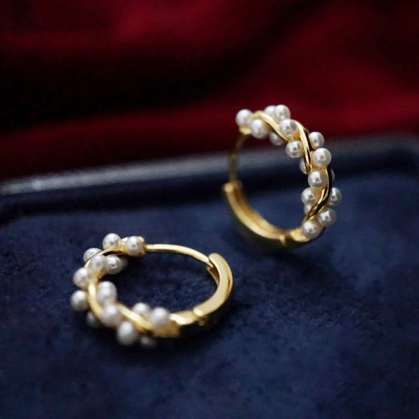 Gold-Plated Twisted Bead Earrings-Westeryn