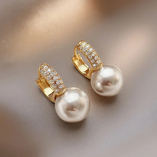 Pearl Earrings with Rhinestones-Westeryn