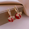 Elegant Tie Red Pearl Earrings-Westeryn
