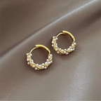 Elegant Round Pearl Earrings with Inlays-Westeryn