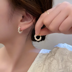 Elegant Round Pearl Earrings with Inlays-Westeryn