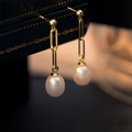 Vintage dangling pearl earrings-Westeryn