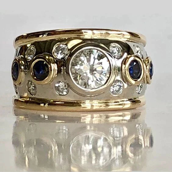 Vintage Golden Inlaid Zirconia Ring-Westeryn