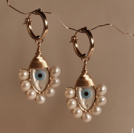 Vintage Nazar Pearl Earrings-Westeryn