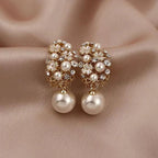 Elegant Flower Pearl Earrings | Gold-Westeryn